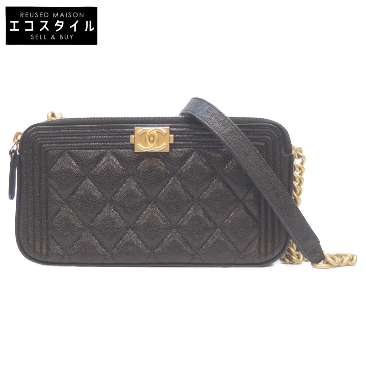 

CHANEL No. 27 A84069 Black Caviar GHardware Bois Chanel Chain Wallet Shoulder bag blackUsed