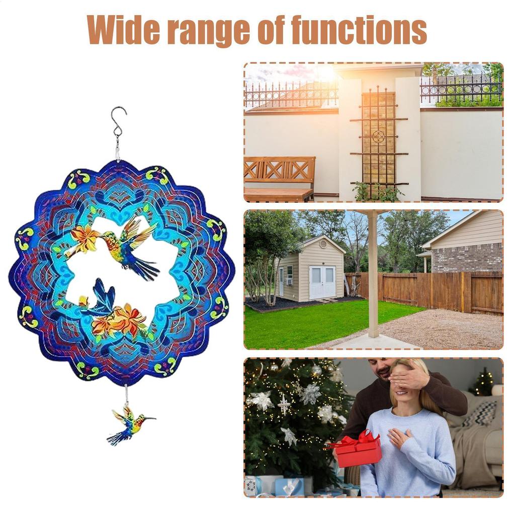 Metal Wind Spinners Hummingbird Turtle Wind Sculpture for Yard and Garden Rustic Hangable Metal Art Decor for Backyard Porch