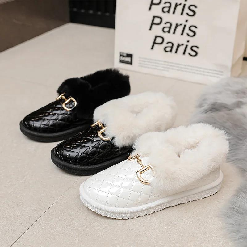 Fashion 2024 New Women's Snow Boots Plush and Thickened Low Barrel Cotton Shoes Women's Winter Korean Warm Short Boots Slip On loafers