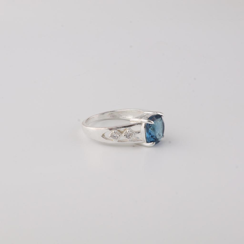 London Blue Topaz Gemstone 925 Sterling Silver Pretty Wedding Ring For Bride CZR-15-7