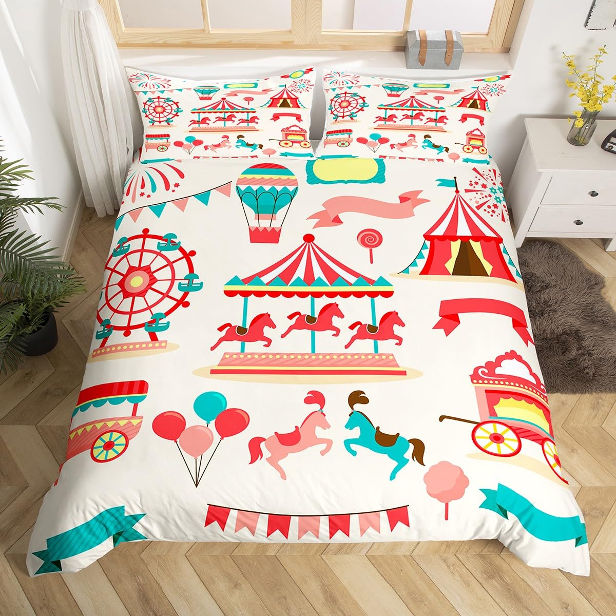 

Comforter Amusement Park For Kids Boys Girls Lightweight Down S Room Decor 2 S 1 No Quilt Comforter (quilt)-EU Single(135*200cm)3pcs