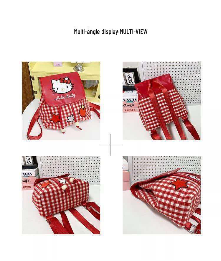 Sanrio Hello Kitty Plaid Backpack - Cute Cartoon Design for Women