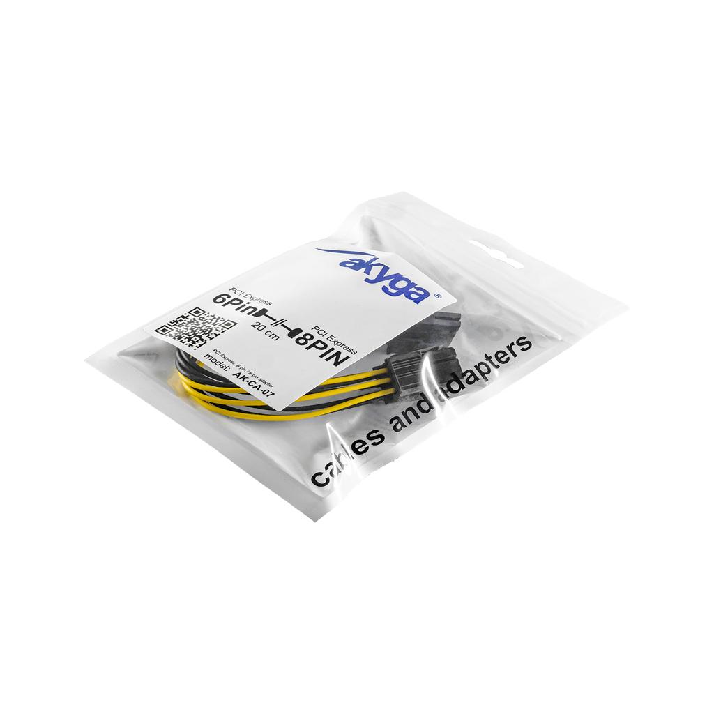Kabel PCI-E 6 pin / PCI-E 8 pin Akyga AK-CA-07 zasilanie kart graficznych 20cm