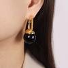 Black Beads Pendant Earrings For Women Stainless Steel Gold Plated Earrings Women's Imitation Pearl Earring Luxury Woman Jewelry