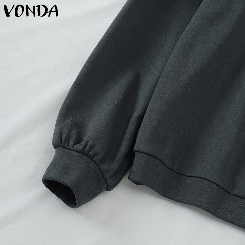 VONDA Women Long Sleeve Ruffled Solid Color Hooded Sweatshirts