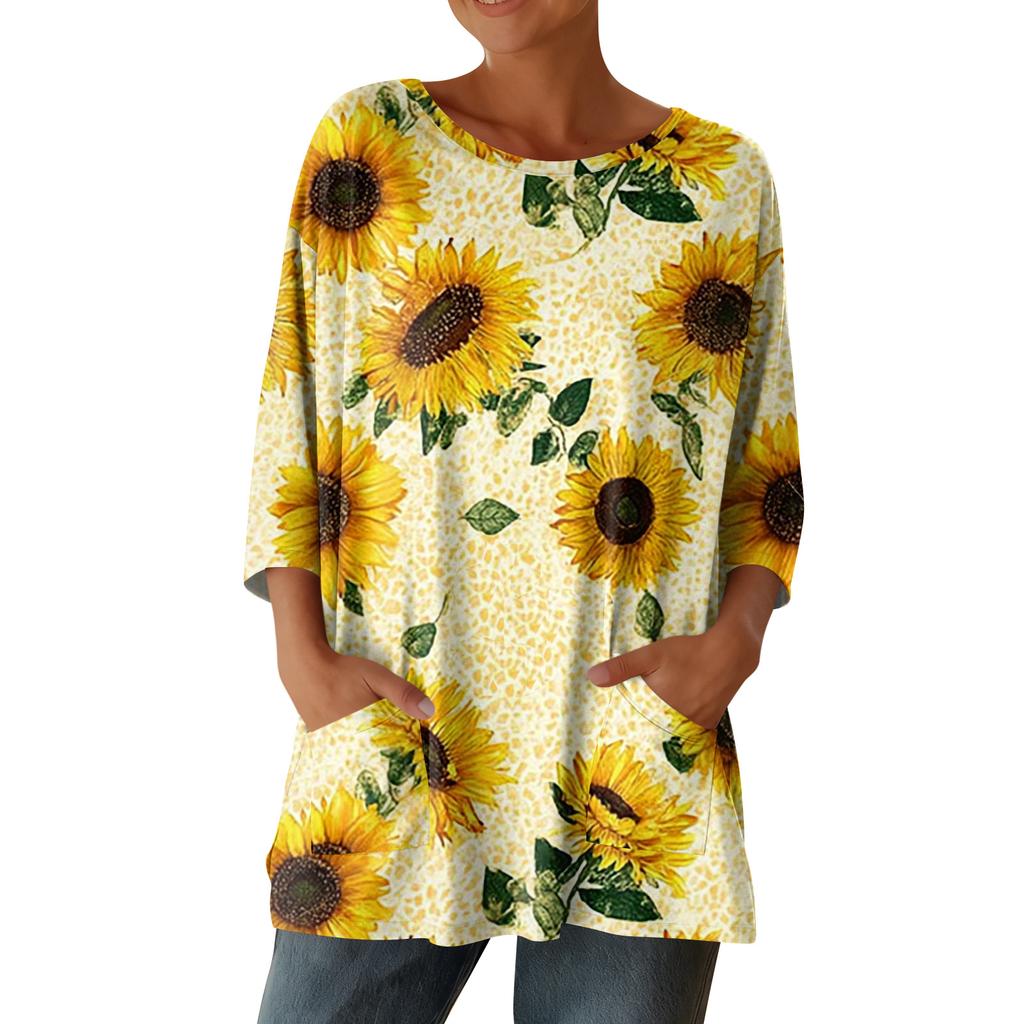 Women's 3/4 Sleeve Shirts Graphic Tees Shirts Casual Basic Tops Pullovers