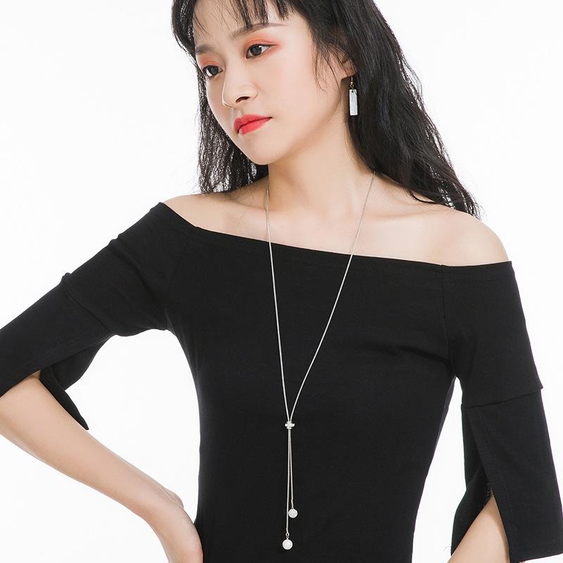 Long Stunning Box Chain Necklace For Women Featuring Alloy Pendant In Silver Gold