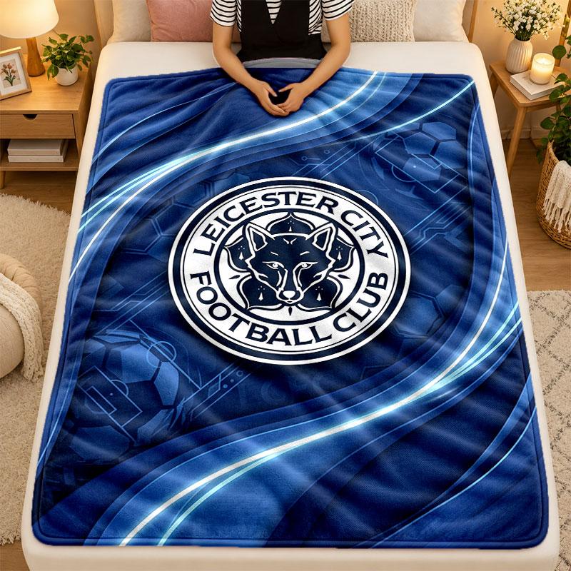 Flannel BlanketLeicester City Football Warm Soft Throw Blanket for Indoor Sofa Bed Living Room Use