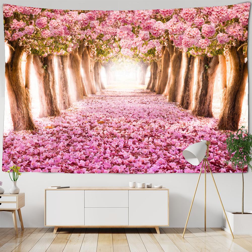 Flower Tapestry Wall Hanging Cloth 3D Printed Beach Towel Rose Cherry Blossoms Wall Carpet Yoga Mat Home Decor Tapestries Premium Quality