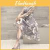 Vestido Maxi Feminino de Verão em Chiffon Floral de Manga Longa para Festa com Elegante Ponto de Renda