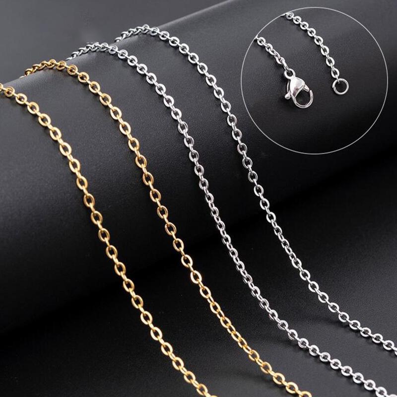 10pcs Gold Stainless Steel Chain Jewelry 2mm Width Cross Link Chain Necklace Fit DIY Pendant Necklace Jewelry Making Findings