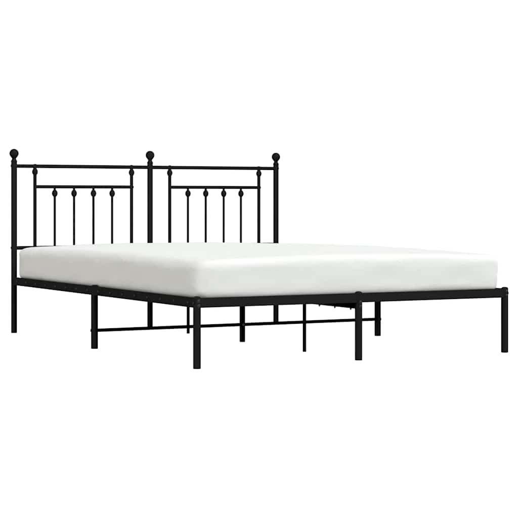 Struttura Letto in Metallo con Testiera Nero 183 x 213 cm