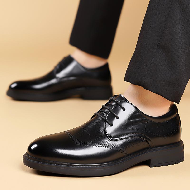 Korean British Style Platform Shoes for Men New Designer Cow Leather Brogue Shoes Male Fashion Casual Solid Color Dress Shoe Man
