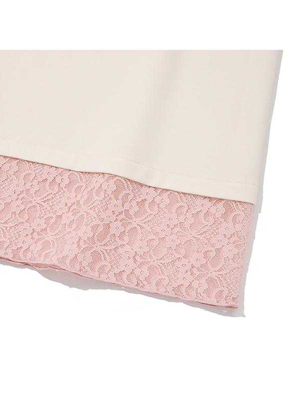 Kirsh Lace Point Jersey Long Skirt [Ivory]