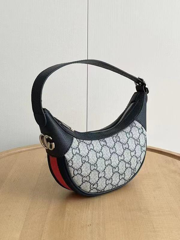 Ophidia Monogram Leather Mini Crescent Shoulder Bag