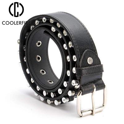 Women and Man Punk Black Belt Hollow Bullet Jeans Belt Designer Men Fashion Lady Leather Studded Gift Man's Goth Rock Wild HQ229