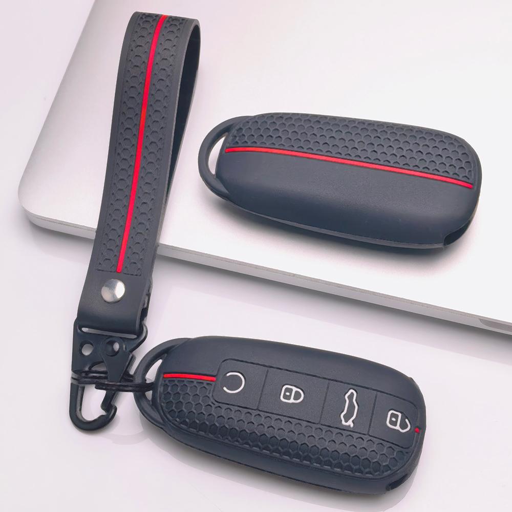 Silicone Car Keychain Strap for Chery Tiggo 7 Pro Arrizo 8 OMODA 5 Jetour Traveler Dashing Honeycomb Texture Shockproof Anti Lost Key Ring Holder
