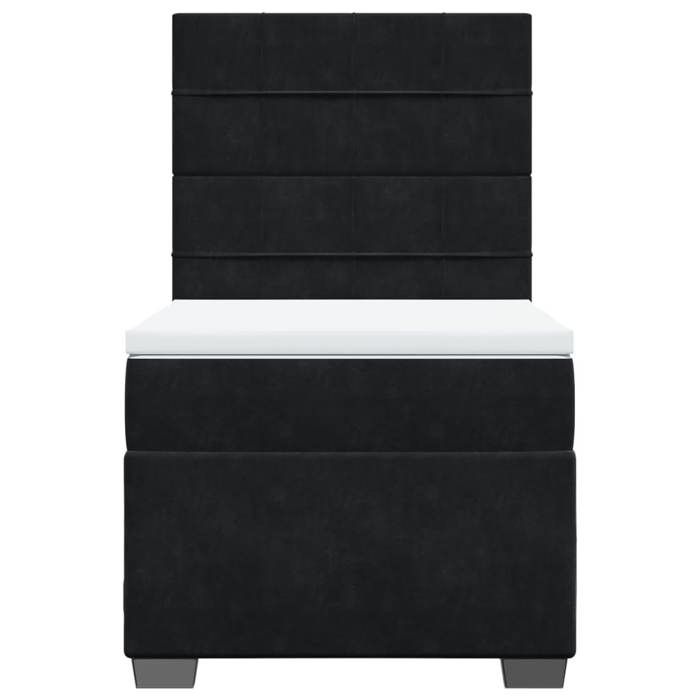 Cadre de lit avec matelas - Maison Exclusive - Noir - 90x190 cm - Velours - Tête de lit réglable
