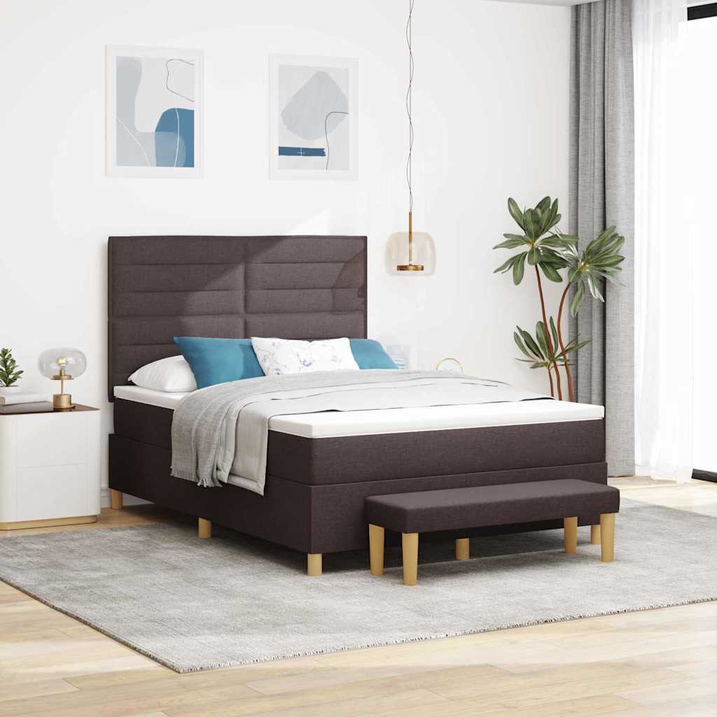 Boxspring bed with headboard Dark Brown 200 x 160 cm Fabric