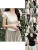 Cotton Short Sleeve T Shirt For Women With Pleated Design And Slim Fit For Casual Wear
