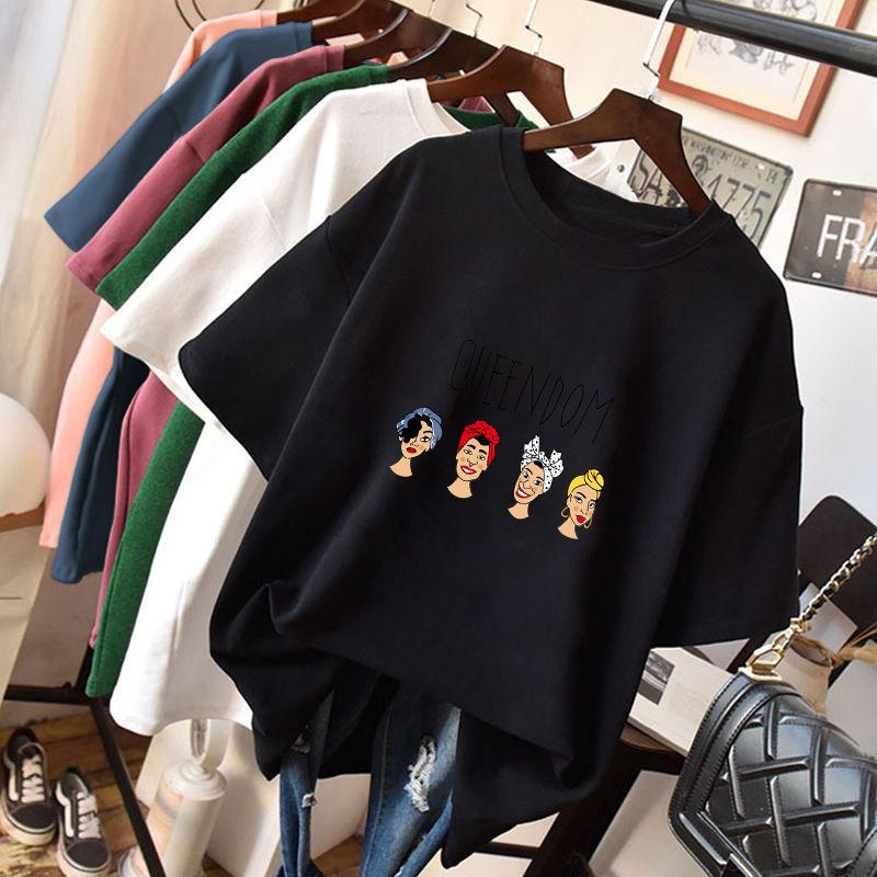 Hirsionsan Gothic Character Printed T Shirt Women Harajuku Soft Summer Cotton Tshirt Korean Loose Tees Ins Casual Female Tops Cute Cartoon Tees