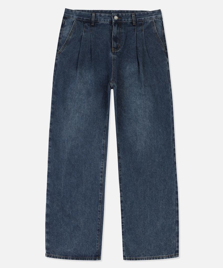 GROOVE RHYME Front Pintuck Washed Wide Denim Pants - 4 Colors