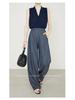 Women's Anti-Wrinkle Tencel Linen Pants, Spring/Summer, Loose Herringbone, Wide-Leg Design, Original Linen Color, Style 7896.