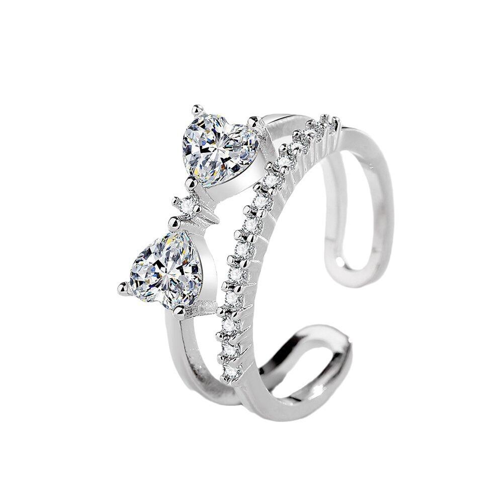 Silve Gorgeous Shiny Stone Heart Zircom Ring For Women Engagement Wedding High Quality Fine Jewelry
