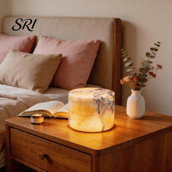 Pattern Marble Lamp Night Light Portable Touch Bedside Table Adjustable Lighting Modes LED Rechargeable Cordless Ambient for Bedroom Office Desk