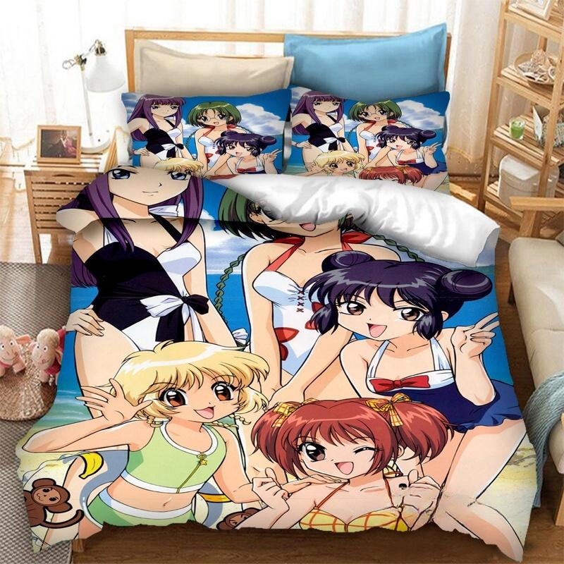 3D Printing Anime Tokyo Mew Mew 3D Print Bedding Set Duvet Covers Pillowcases One Piece Comforter Bedding Sets Bedclothes Bed
