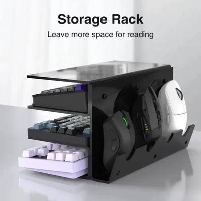 Desktop Acryl 3-lagiger Ständer zur Aufbewahrung von Tastatur, Maus und Kleinteilen Multifunktionaler Tablet-Halter für iPad MacBook Laptop Halterung
