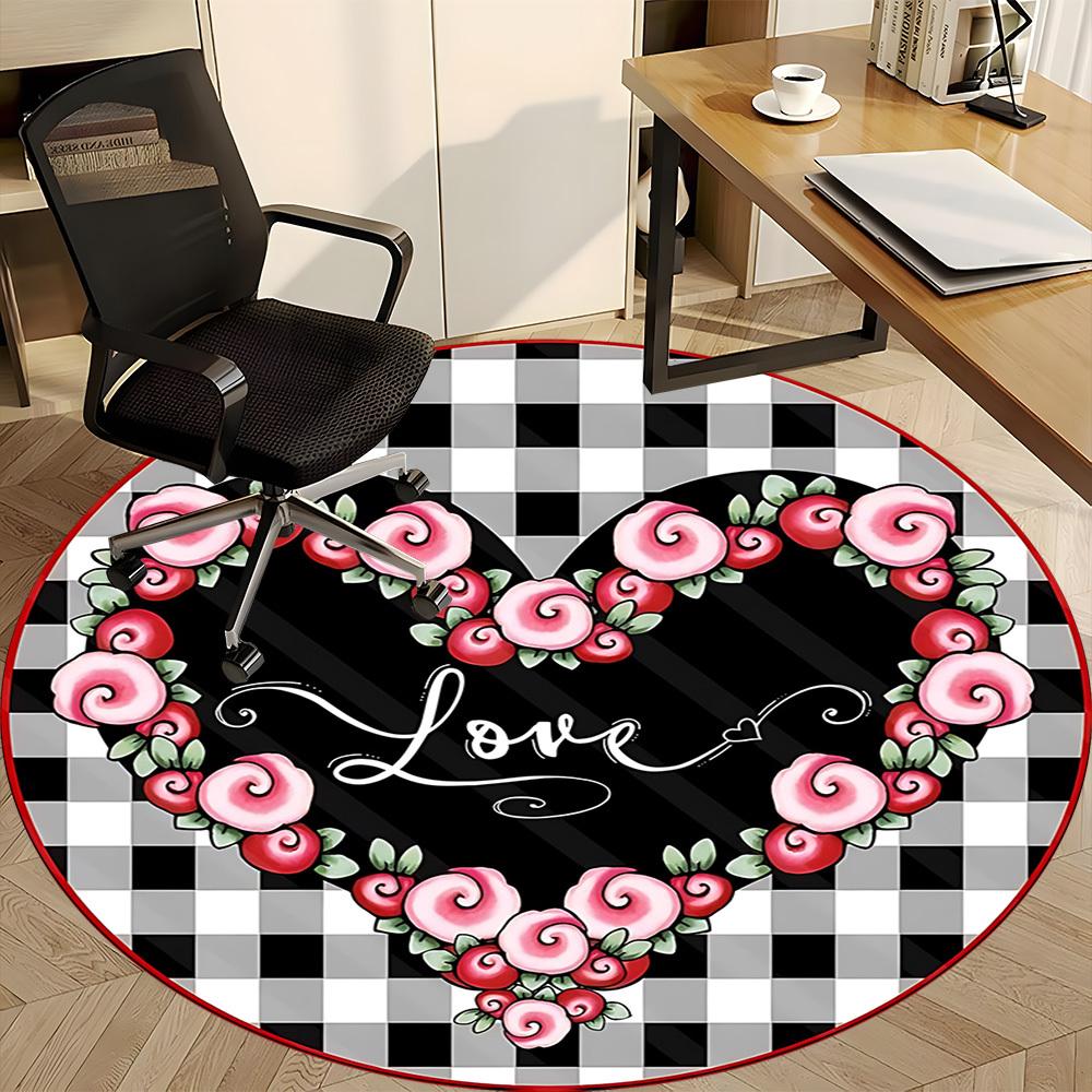 1pc Heart Love Floral Chair Carpet for Office Non-Slip, Rug for Office, Room, Good Gift for Family or Friends, Yy251226195
