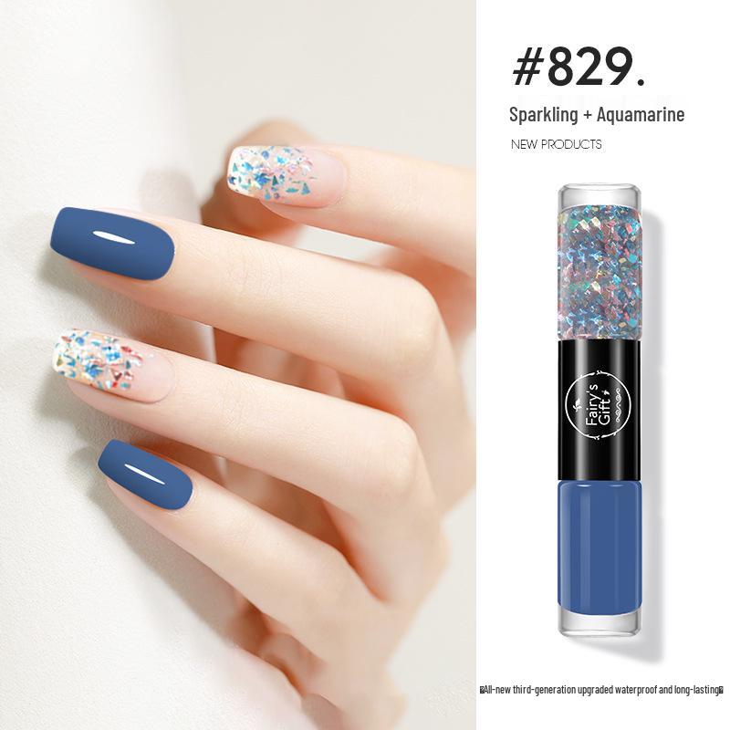 Two-Color Peelable Quick-Dry Waterproof Glitter Nail Polish Set