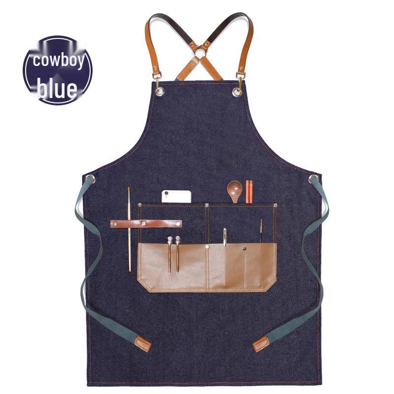 Custom Logo Barber Denim Apron for Hairdressers, Stylists, Artists, and Students