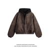 Maillard fake two-piece leather flight jacket men's American high street ruffian handsome locomotive suit hooded new coat