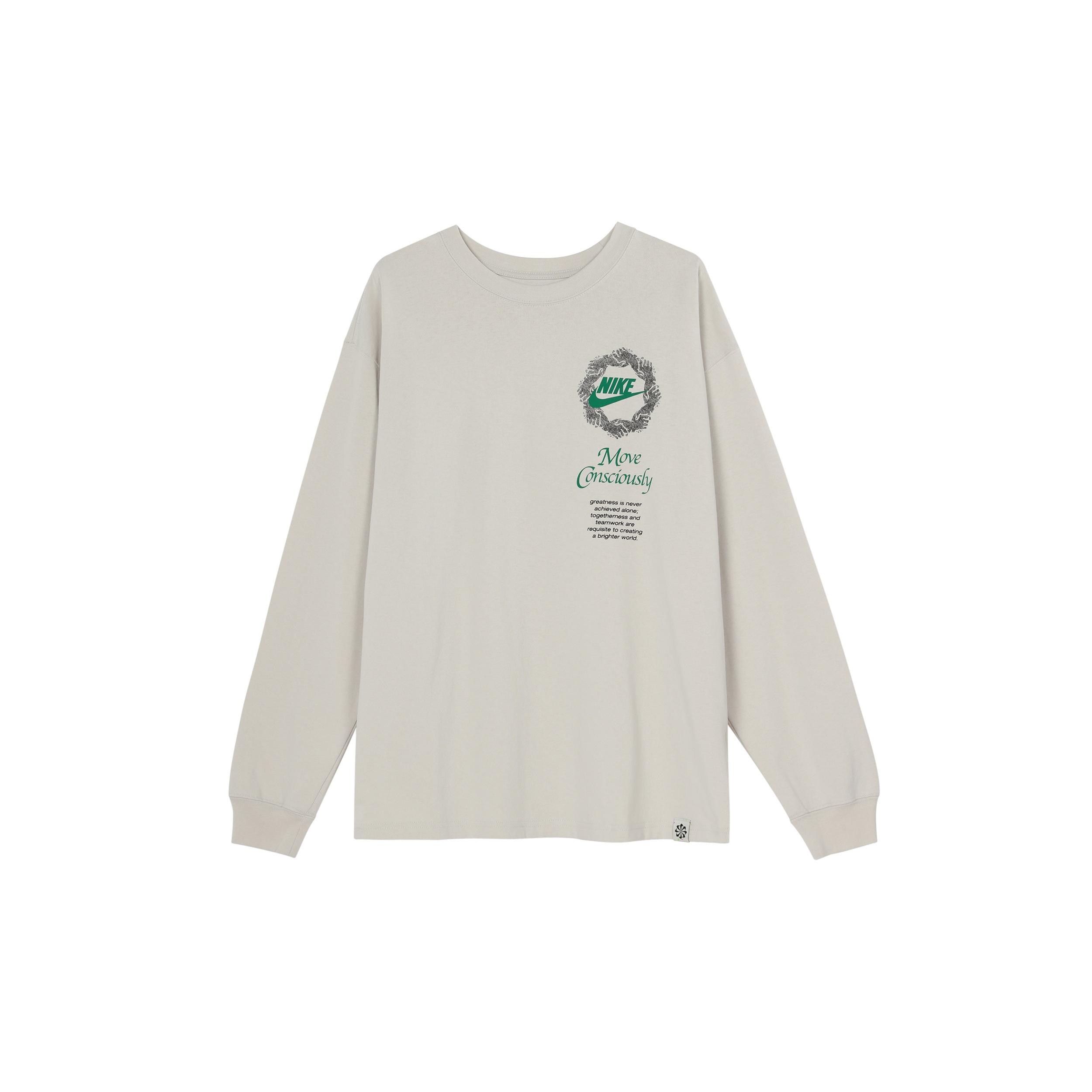 Men s Nike Sportswear Alphabet Printing Long Sleeves Autumn Light Bone T-Shirt DN5141-072 L