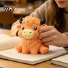 Relaxing Hand Therapy Toys Highland Cow Stress Relief Toy, Squeezable Cattle Sensory Soft Shape Toy Ball Fidget for Office Home and Classroom Anxiety