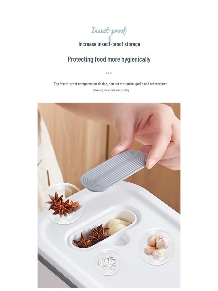 Press-Type Rice Storage Container: Sealed, Insect-Proof, Moisture-Proof Rice Bucket for Kitchen - Ideal for Whole Grains.