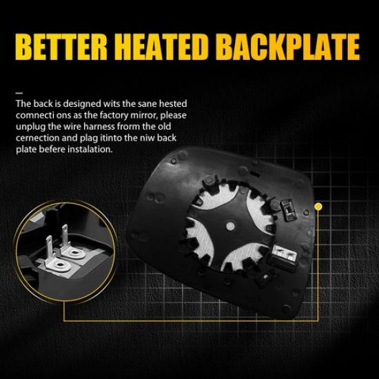 Mirror Glass For 2014- Nissan Rogue 2015-24 Murano Heated Front Driver Side