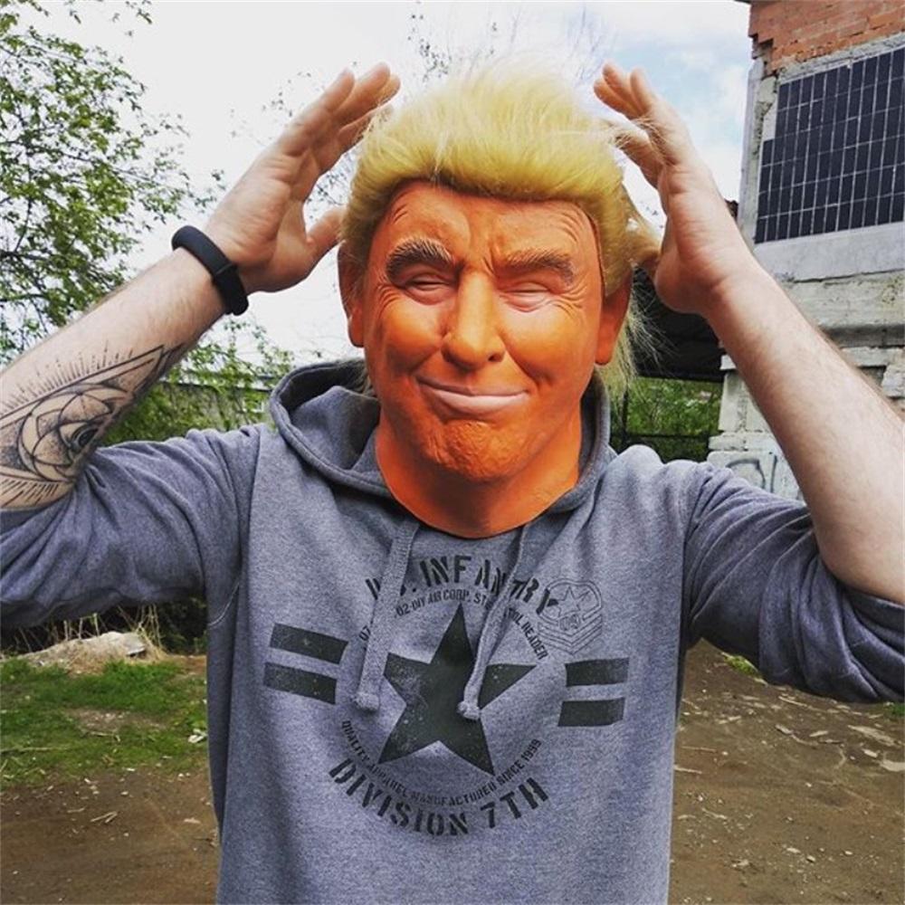 Хэллоуин Реалистичная маска знаменитости Маска Дональда Трампа Маска кандидата в президенты Латексная маска на все лицо Головной убор для взрослого шоколадный
