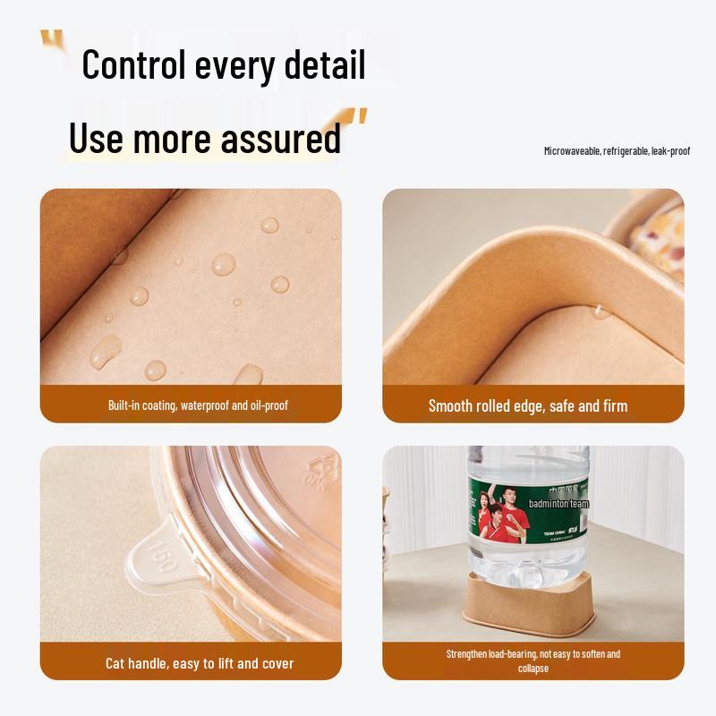Chuan Ye Disposable Kraft Paper Food Containers with Lids (50 Sets)