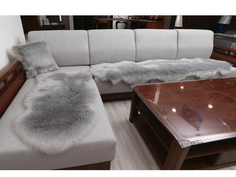 White Fluffy Irregular Plush Bedroom Rug & Sofa Cushion Blanket