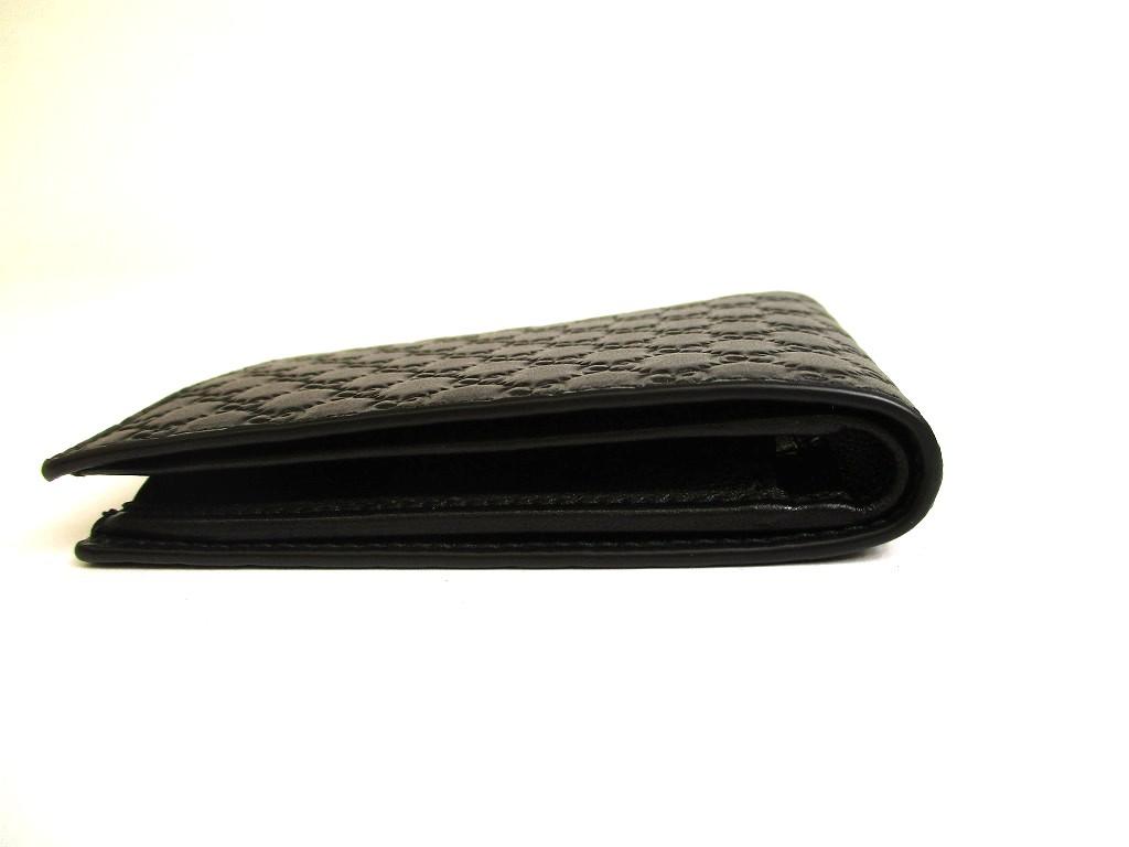 Authentic GUCCI GG Guccissima Black Signature Leather Bifold Wallet #a836  Refurbished