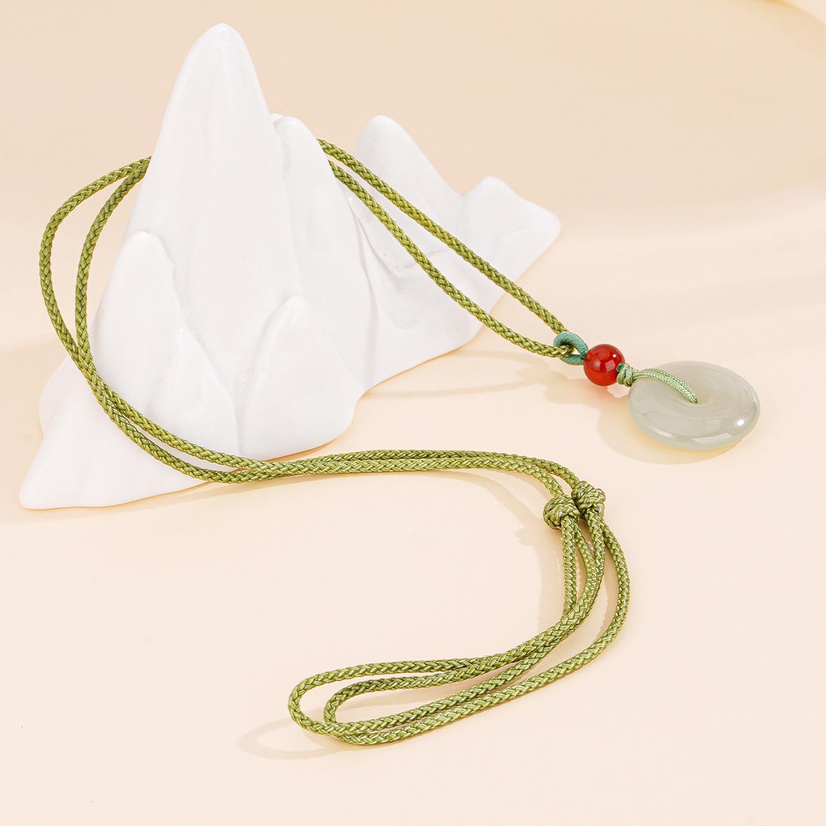Ticiya Women s Chinese Style Hetian Jade Ping an Buckle Necklace - Elegant and Trendy Design 925 Silver