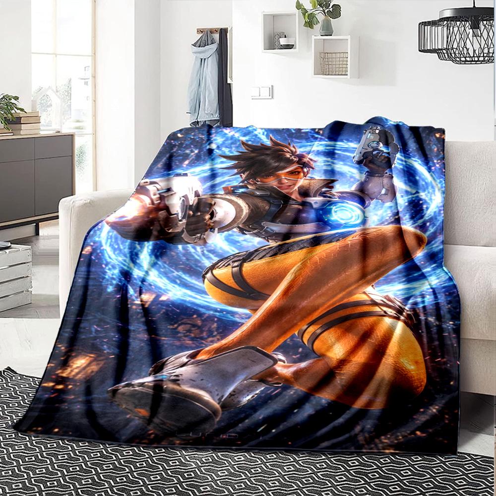 Overwatch Heroes Print Flannel Blanket High Quality Warm Comfortable Cover for All Seasons Perfect for Gifts Home Decor