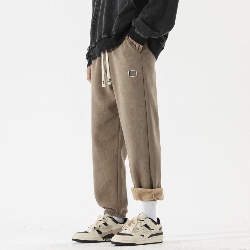 Winter Cord Sweatwear Herren Plüsch Dickes Fleece Sweatpant Lammwolle Thermohose Freizeithose Winddicht Warme Baumwollhose