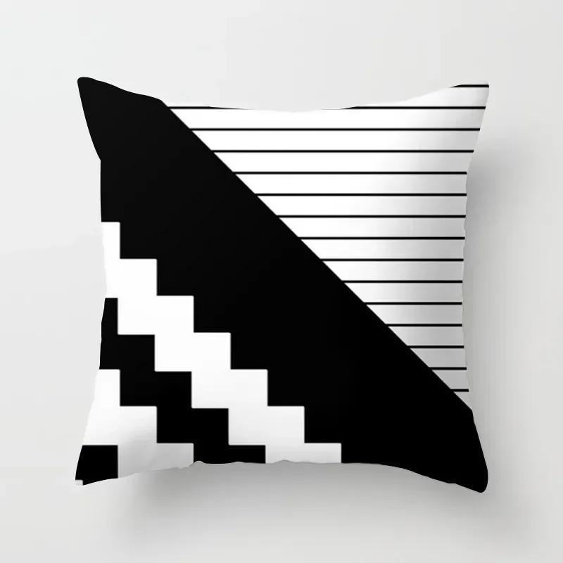 High-grade Black and White Geometric Irregular Pattern Pillowcase Office Living Room Home Pillowcase Car Ornaments