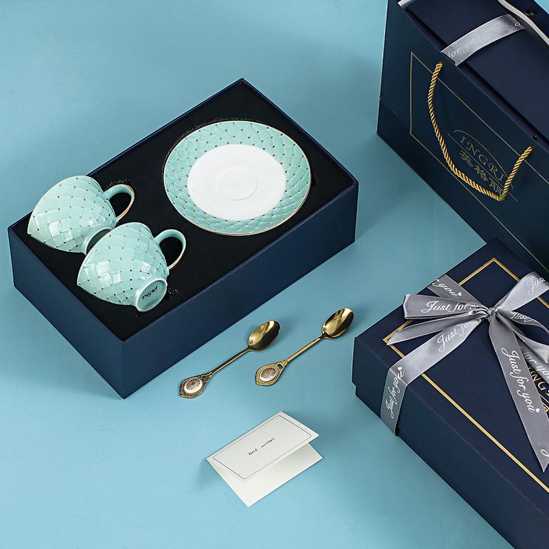 Light Luxury Bone China Coffee Cups And Saucers, High-End Exquisite Household Afternoon Tea Set, Cup Couple Cup Gift Box.