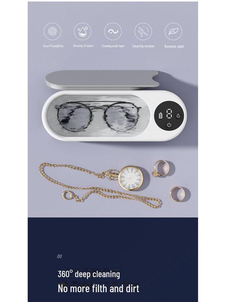 Portable Ultrasonic Glasses, Jewelry, and Braces Cleaner with Display Screen