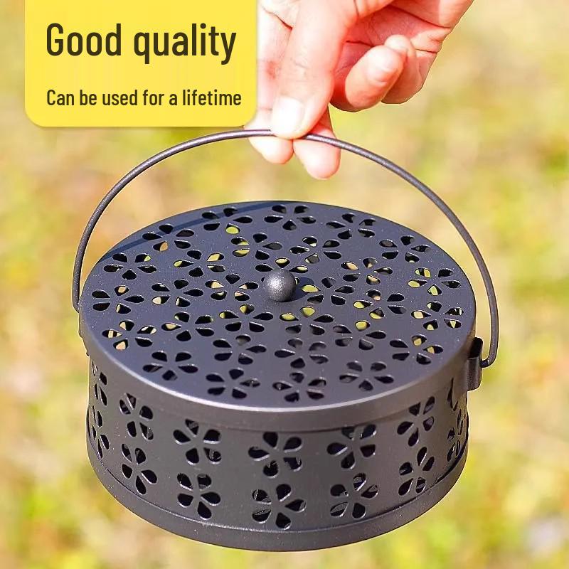 Fireproof Wrought Iron Mosquito Coil Holder with Lid - Ancient Style